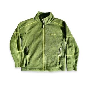 Marmot Fleece Full-Zip Jacket Polar Cozy All-Season Coat Green Zip Pockets